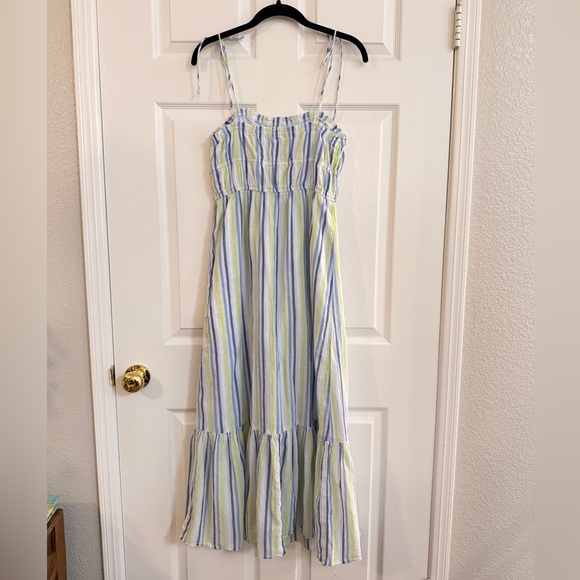 Aerie Maxi Striped Tier Button Front Maxi Dress is Bow Straps - Women’s S - Picture 2 of 7